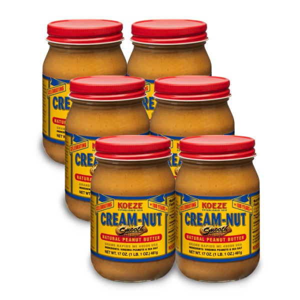 Case of Cream Nut Natural Smooth Peanut Butter - (6 Jars)