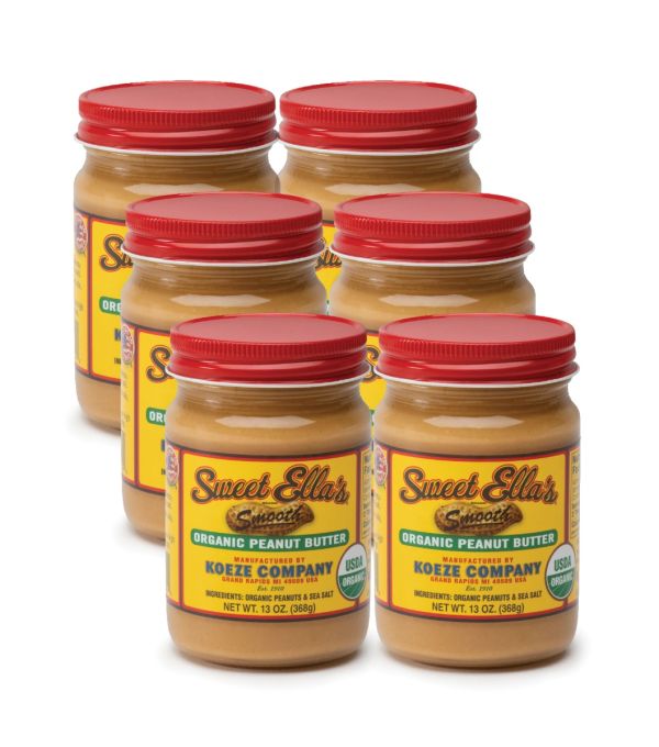 Case of Sweet Ella's Smooth Organic Peanut Butter - (12 Jars)