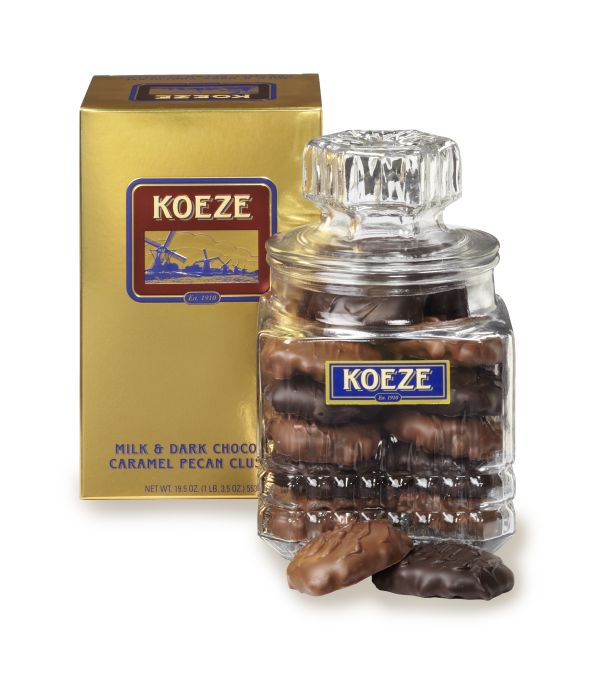 Milk & Dark Chocolate Pecan Clusters - Decanter | Koeze Direct