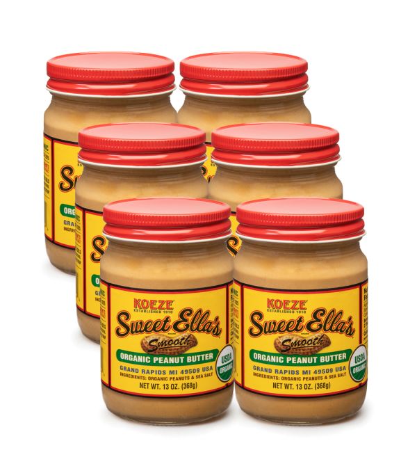 Case of Sweet Ella's Smooth Organic Peanut Butter - (6 Jars)