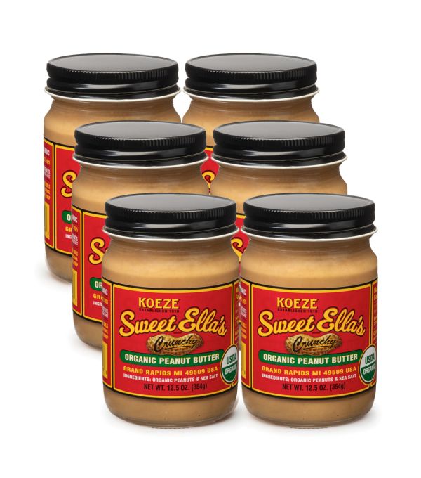 Case of Sweet Ella's Crunchy Organic Peanut Butter - (6 Jars)